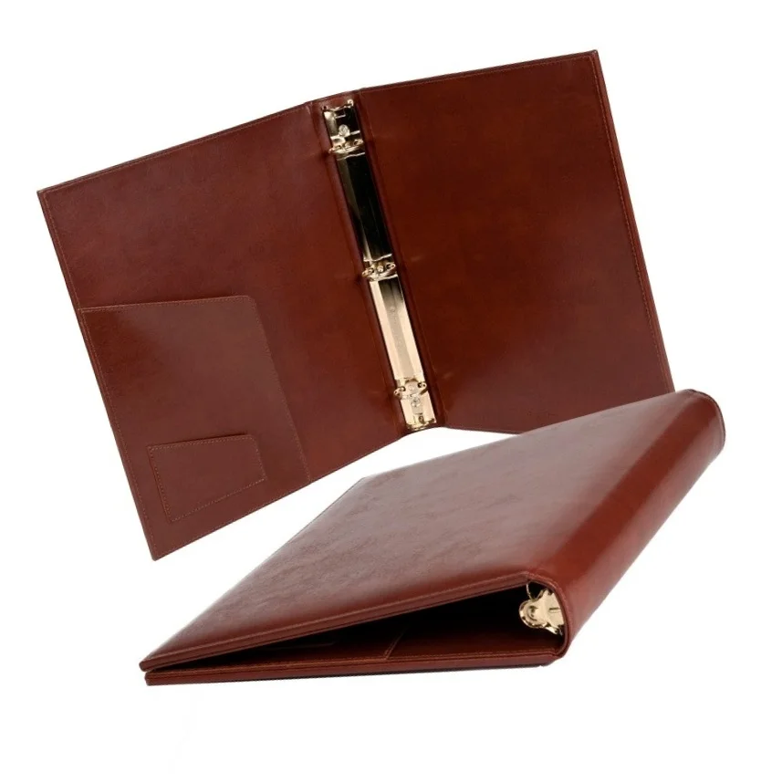 Metal Ring Binder For File Folder / Faux Leather 3 Ring Binder