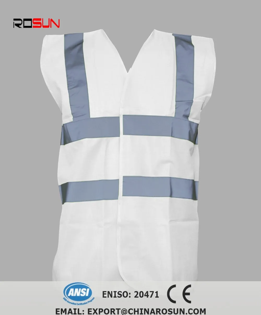 Hi Vis En471 Standard White Reflective Vest Safety Reflective Waistcoat