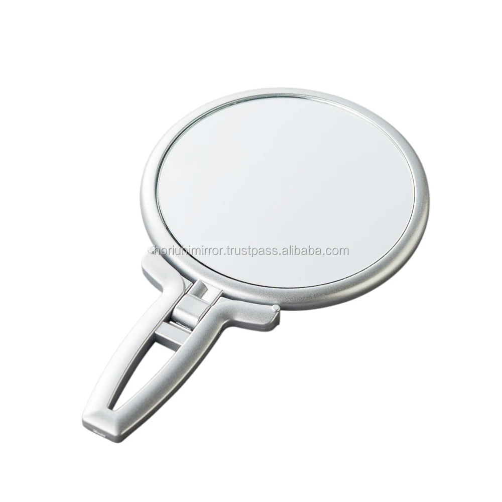 
Hot sale long handle customized logo plastic double sides makeup hand mirror 