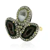 18kt Gold Pure Diamond Geode Silver 925 Sterling Ring Handmade Jewelry