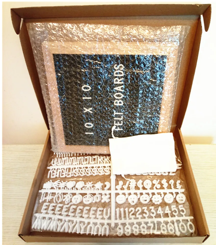 
Factory Price 10 x 10 Oak Wood Frame Felt Letter Board with Plastic Letters 