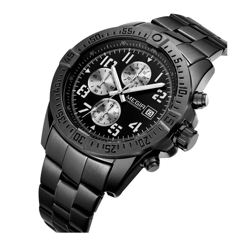 

MEGIR-2030 3 Colors Famous Concise Movement Current Watches Original Brand Wristwatch for Man, White black sliver