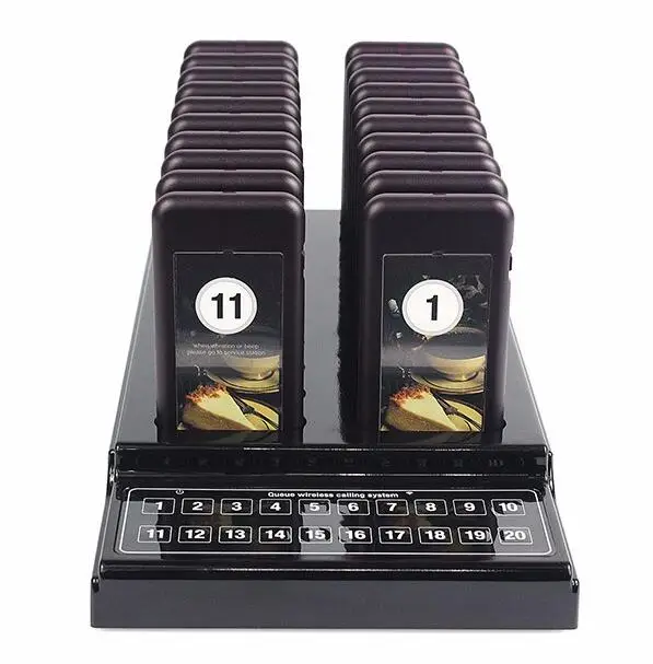 

New design 1-20 wireless guest pager system for fast-food restaurant, Black