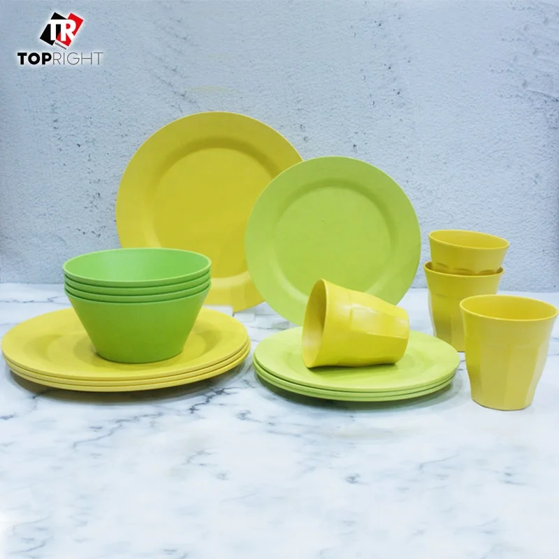 

Low MOQ 16 piece Melamine Dinnerware Camping Tableware Set, As pictures