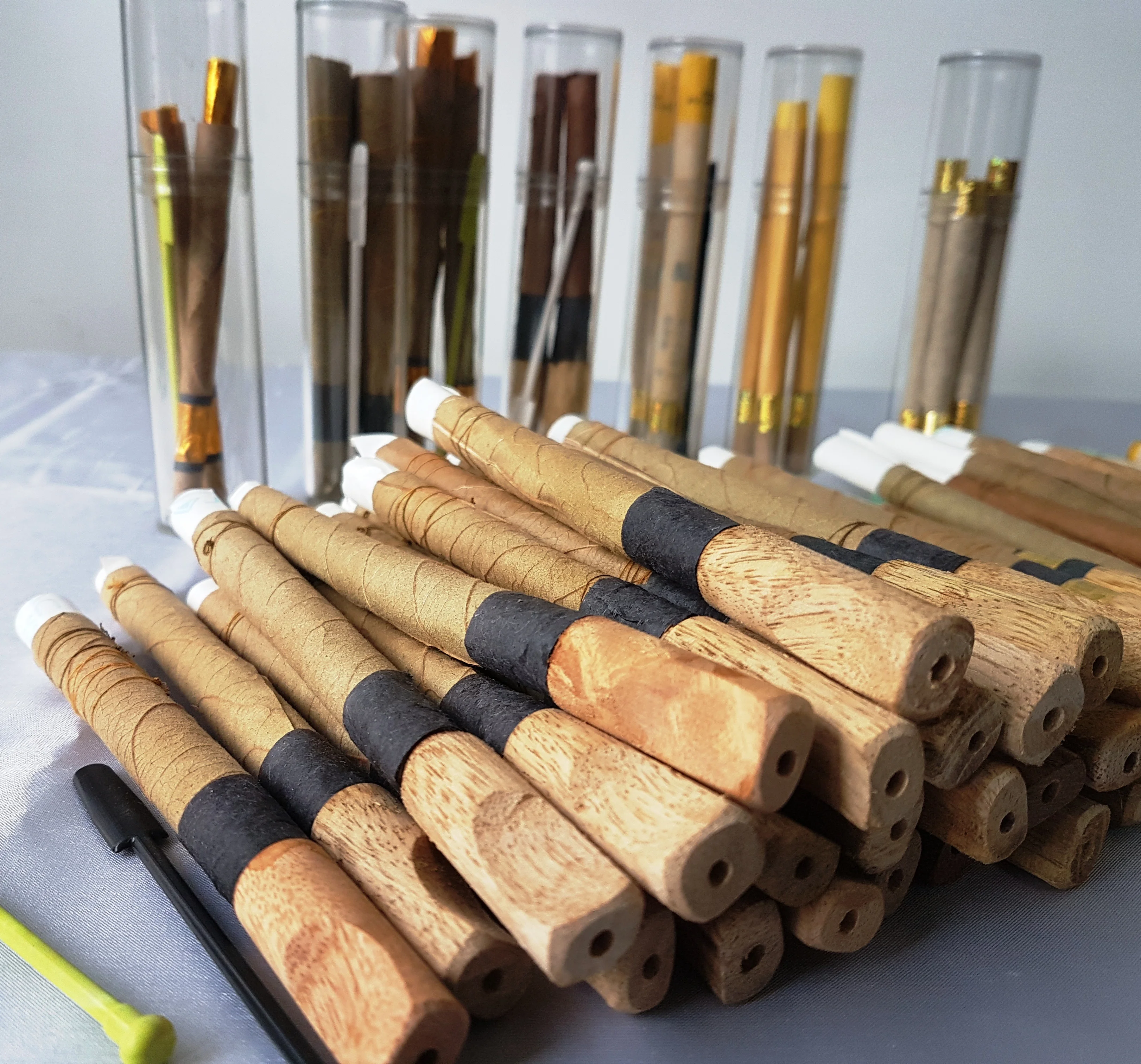 
11x38mm Round End Wooden Cigar Tips for Pre Roll Rolled Natural leaf wooden tip, wooden tipped blunts bamboo sticks 