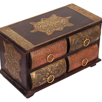 Handmade Wooden Drawers Jewelry Trinket Keepsake Box Hand Painted