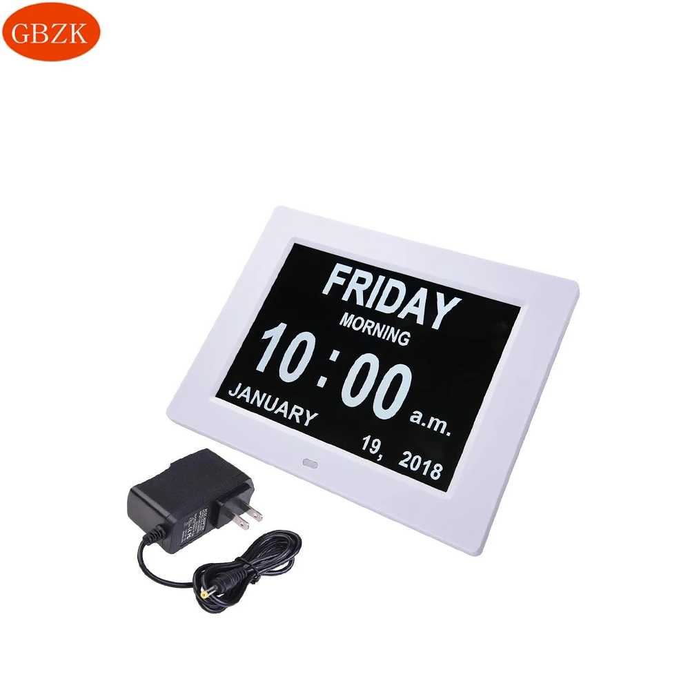 

GBZK Electronic 5 Times Alarm 3 Times Medicine Alarm 8 Inch Digital Calendar Day Clock Fro Elderly