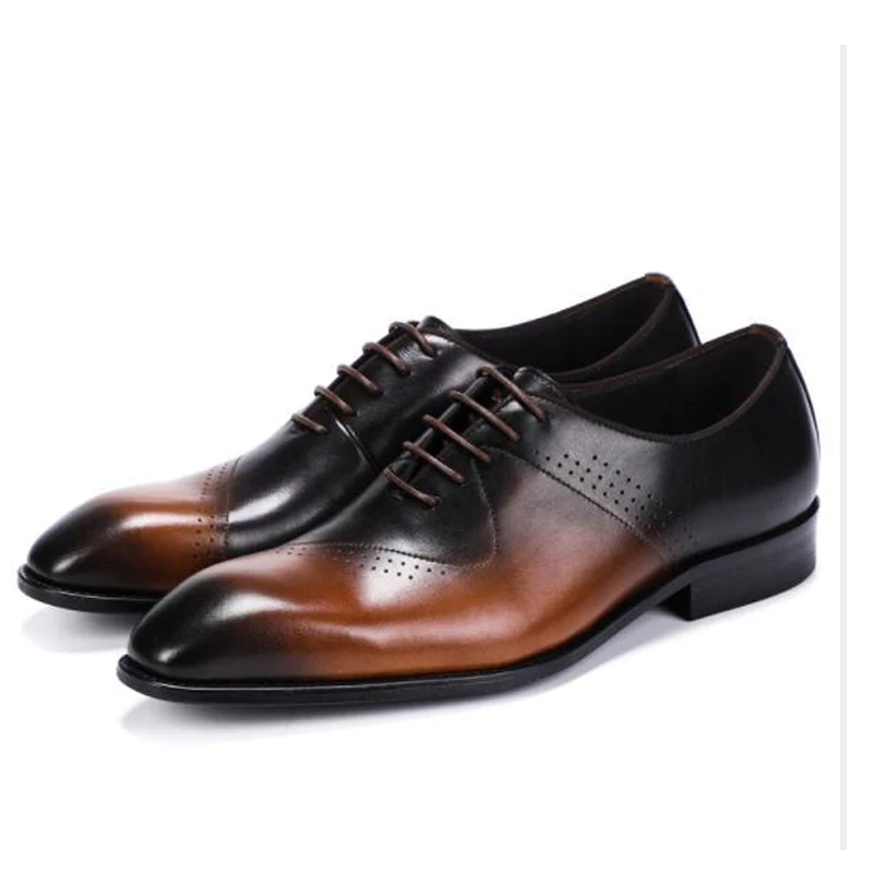 

Brand dress shoes High-Quality Hand Made Genuine Leather Italy style Men's Dress Shoes, Brown men oxford leather shoes
