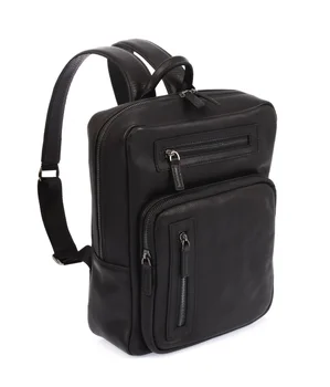 black leather square backpack