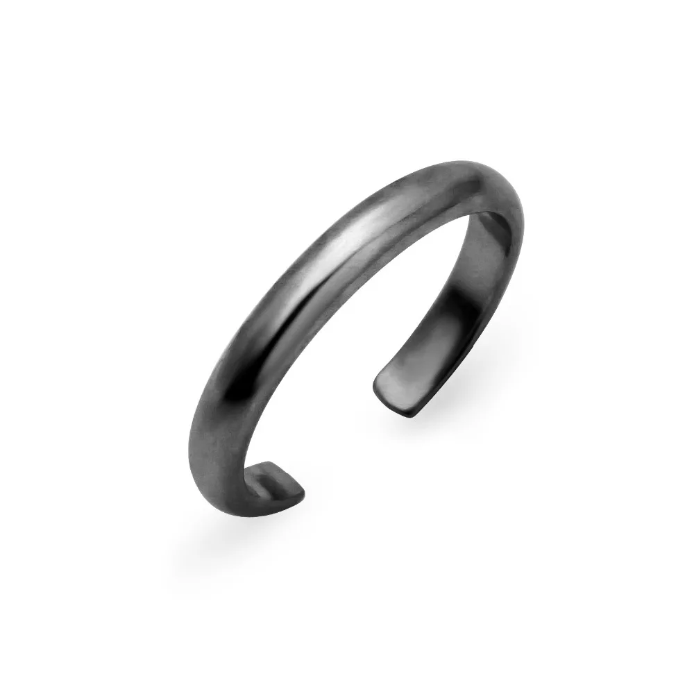 
Black Sterling Silver Plain Simple Adjustable Toe Ring 