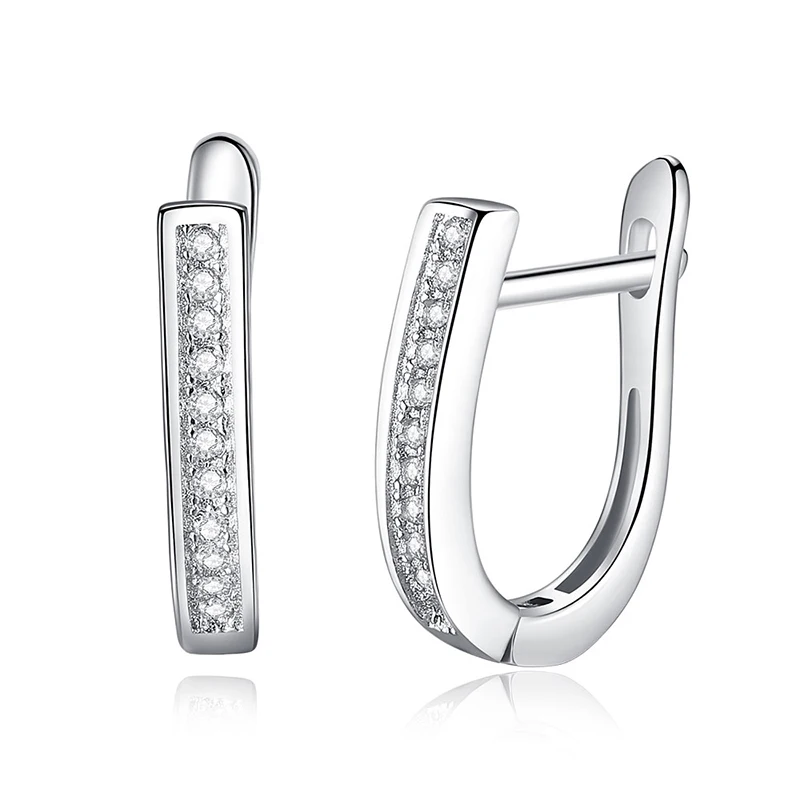 

ODM/OEM Fashion 925 Sterling Silver Earrings with Cubic Zirconia Rainbow Color Huggie Hoop Earrings for Women