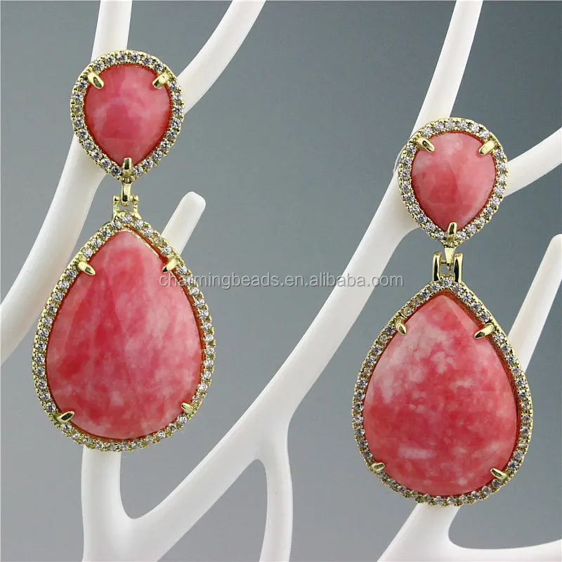 CH-ZSE0295 rhinestone stone pendant earring,pave crystal pearl stud earring,fashion cat eye stone earring jewelry