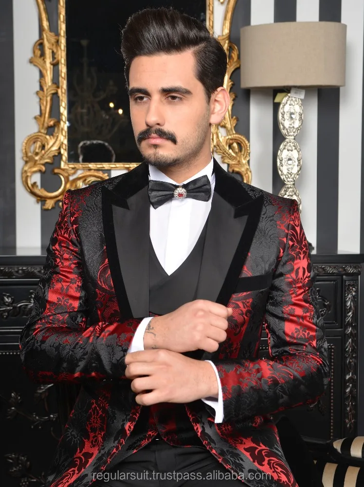 
Best Suit Money Can Buy Patterned Black Red Man Suit 