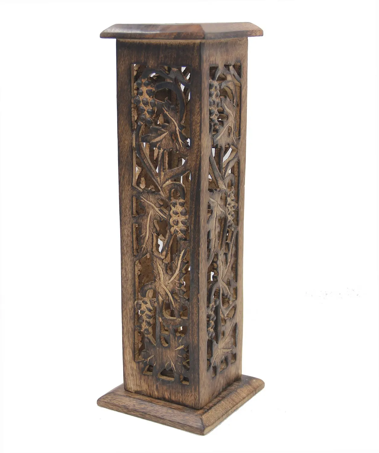 Babli 12 Inch Wooden Incense Tower//Incense Stick Holder//Incense Cone Stand with Intricate Floral Carving Wooden Incense Holder on Big Sale