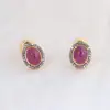 Yellow Gold Plated Pave Diamonds Ruby Gemstone 925 Sterling Silver stud Women's Wear Jewelry Gift for Her Earrings