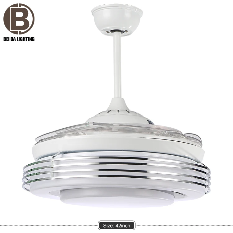 Crystal remote control decorative modern ac retractable LED ceiling fan