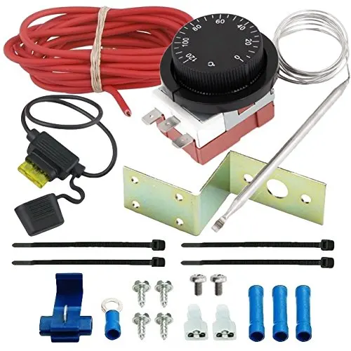 American Volt Adjustable Thermostat Dual Electric Fan Wiring Install Kit 40a Relay Auto Switch