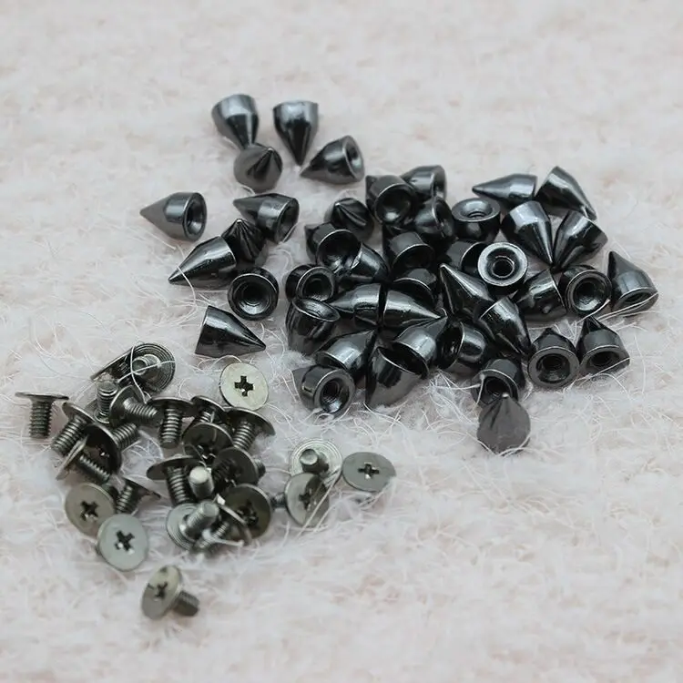 

1000set/bag 7X9.5mm Silver Cone Studs and Spikes Screwback DIY Craft Punk Garment Rivets for Clothes/Bag/Shoes/Leather