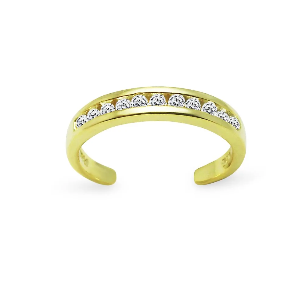 
Yellow Gold Flashed Sterling Silver Cubic Zirconia Toe Ring 