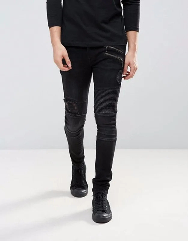 black scratch jeans