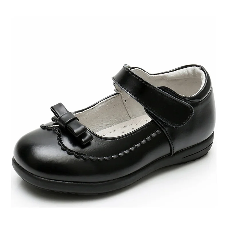 
XS8805 black color buckle straps girls leather dress shoes 