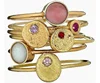 Stacking Ring set in sterling Silver and Solid Gold - Gemstone stacking ring set
