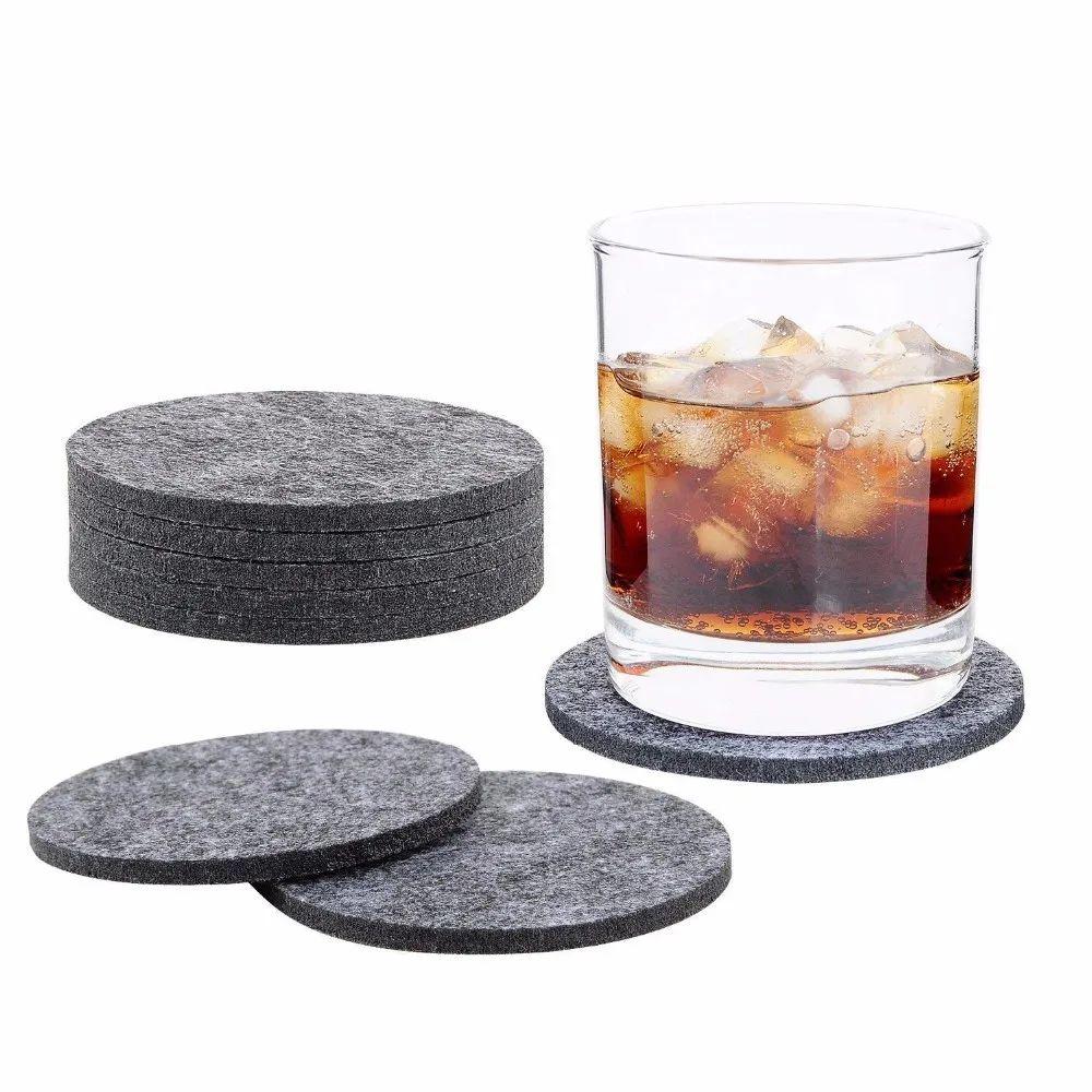 Absorbent Round Square Laser Cut Felt Drink Coasters Felt Cup Coasters Felt Coaster Set With