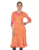 Orange hand Work On Neck Sleeve And Back Cotton Anarkali Women Long Kurti