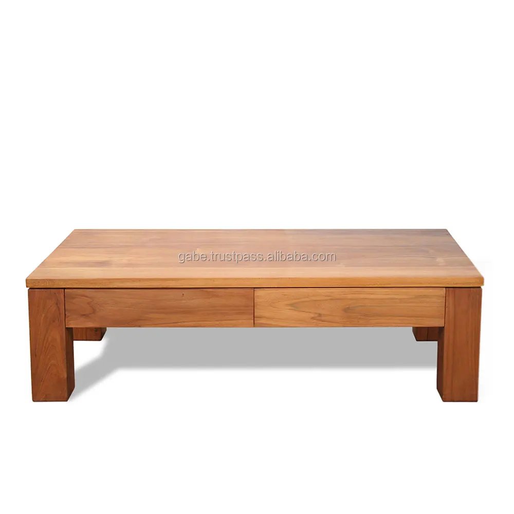 Zen Coffee Table Minimalist Style With 2 Drawers Front Side Solid
