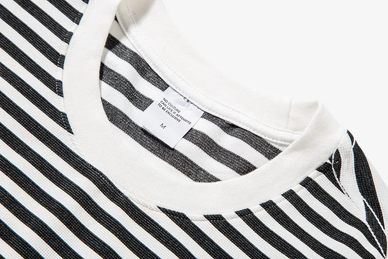 2019 OEM ODM Yarn Dyed Striped Long Sleeve T Shirt Men with 3D Embroidery