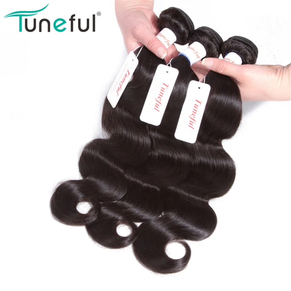

Brazilian Body Wave Hair 3 Bundles Tuneful Remy Hair Weft Weave Extensions Natural Color Can By Dyed 100% Human Hair Bundles, N/a