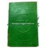 Handmade Vintage Colorful Embossed Compass (Star) Green Leather Notebook