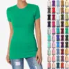 SFI High quality Custom superior quality fabric The MOGAN Women's Basic Plain T SHIRT CREW Neck Short Sleeve STRETCH Cotton Tee