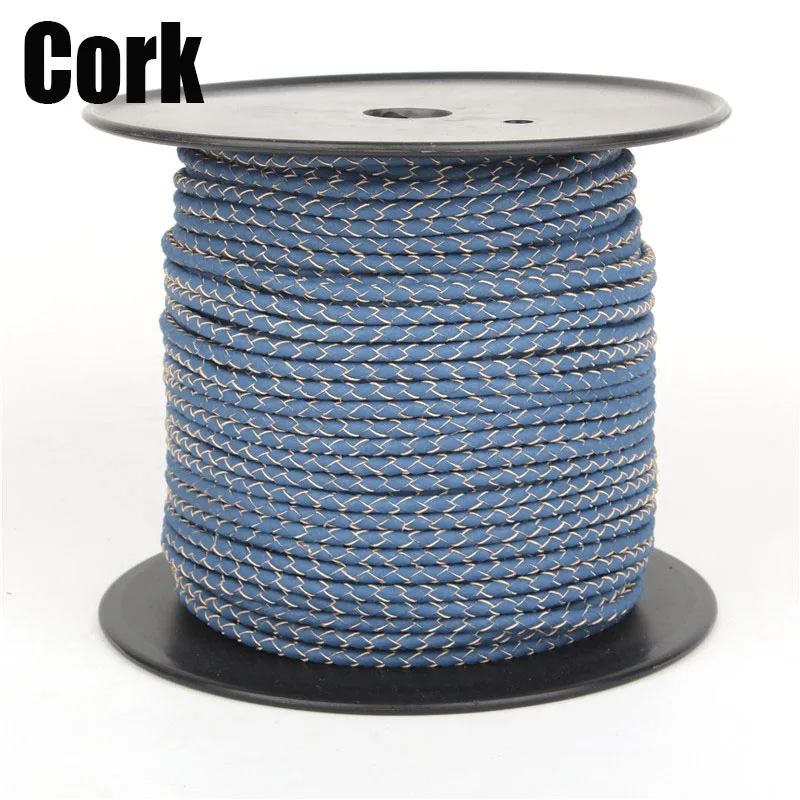 5mm blue Braided Cork cord cork leather jewelry finding supply COR-143