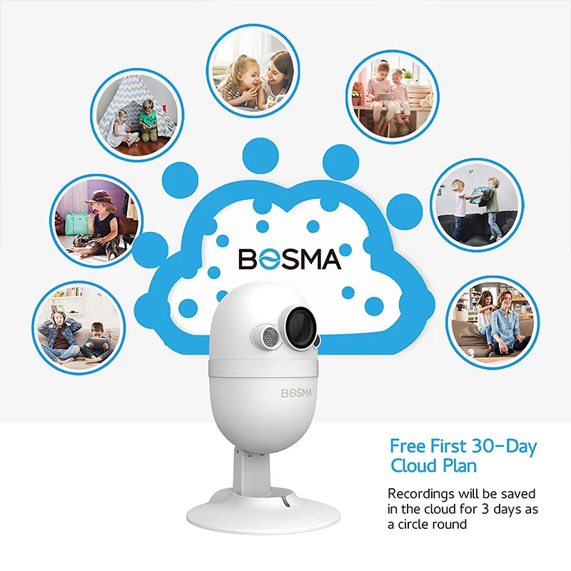 
Bosma Pet/Baby Monitor HD 1080p video, motion and sound detection with 2-way talk 