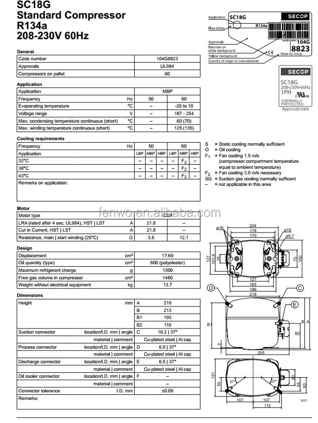 Best Price R134a Mini Fridge Compressor 1/2hp Sc18g 230v Buy 134a