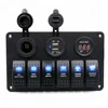 6 Gang waterproof Car Auto Boat Marine Switch Panel With Voltmeter Dual USB Blue LED Light 5 pin On/Off Rocker Switch