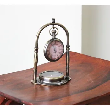 Vintage Nautical Maritime Brass Victorian Table Desk Clock With