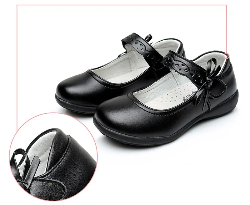 
XS8805 black color buckle straps girls leather dress shoes 