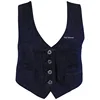Denim Cotton Gilet custom Button fastenings through front denim jeans vest side lace leather trim denim waistcoat