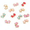 Drop Oil Charms 10pcs Lucky bow floating Enamel Charms Alloy Pendant fit for bracelet DIY Fashion Jewelry Accessories