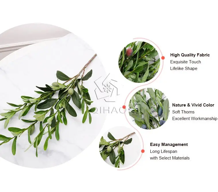 Decoration Style Fabric Artificial Olive Trees Olive Branch Olive
