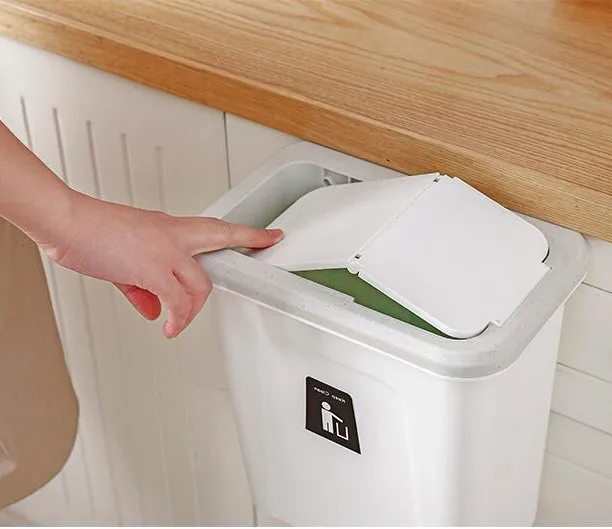 factory outlet Creative Multi-function Kitchen Garbage Bin Plastic Cabinet Door Hanging Trash Can