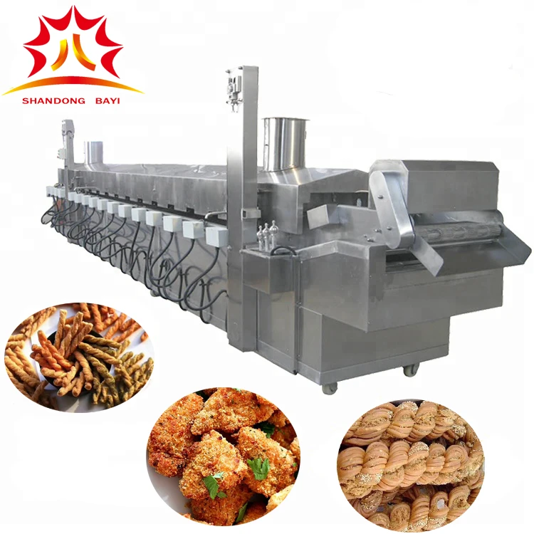 Otomatis Chicken Nugget Terus Menerus Fryer Line Produksi