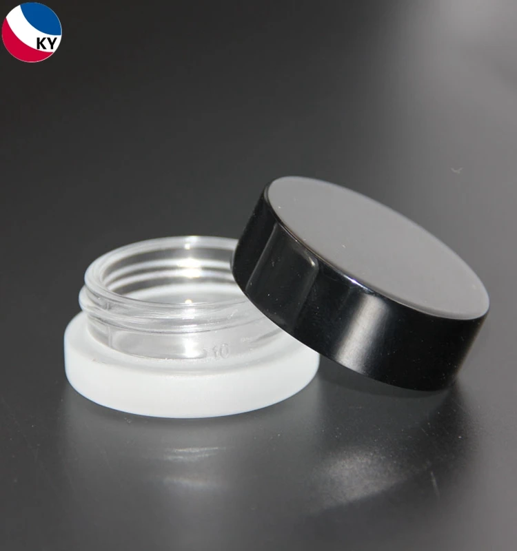 Black Tops Lip Gloss Glass Jars Small Lip Balm 5ml Frosted Silver Cap