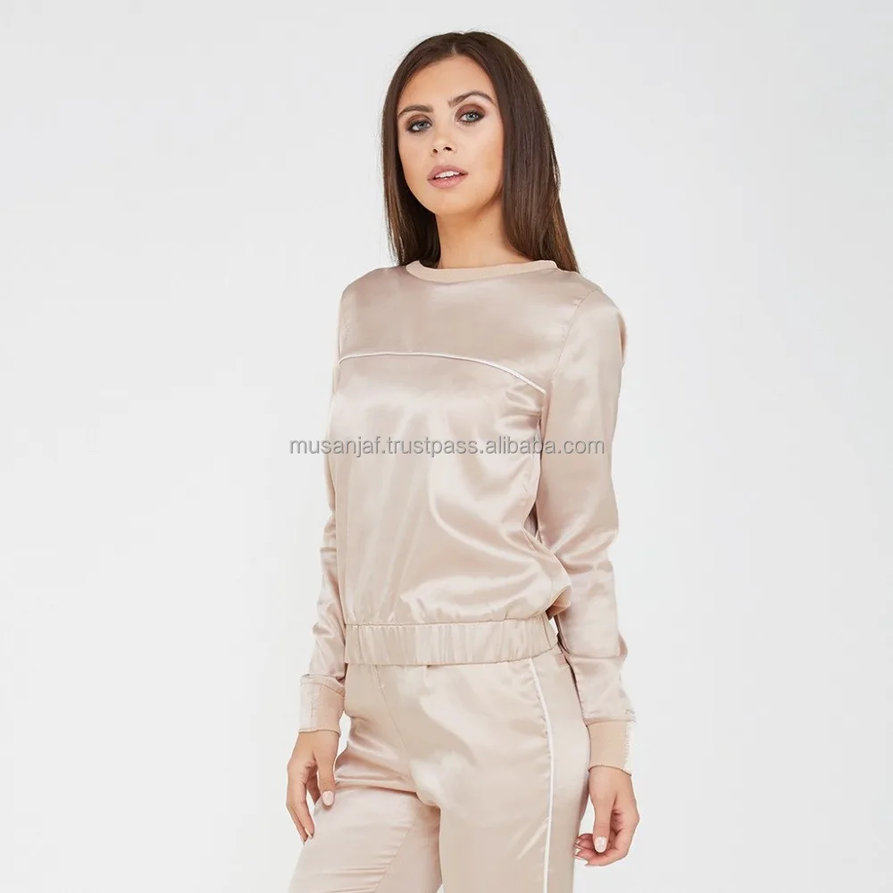 pink satin tracksuit