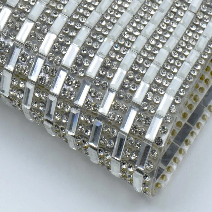 

24X40cm Silver clear crystal precut rhinestone sheet for bags decoration