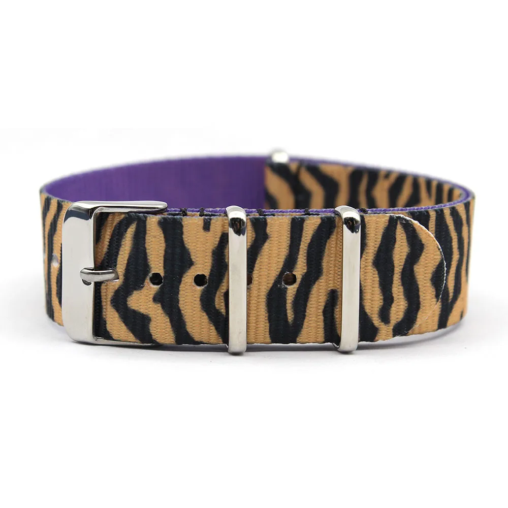

20mm Tiger Print Wrist Band Graphic Nato Strap For 20mm Nylon Watch