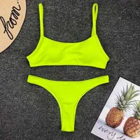 

Women Swimwear 2020 Neon Micro Bikini Sexy Ribbed Bathing Suit