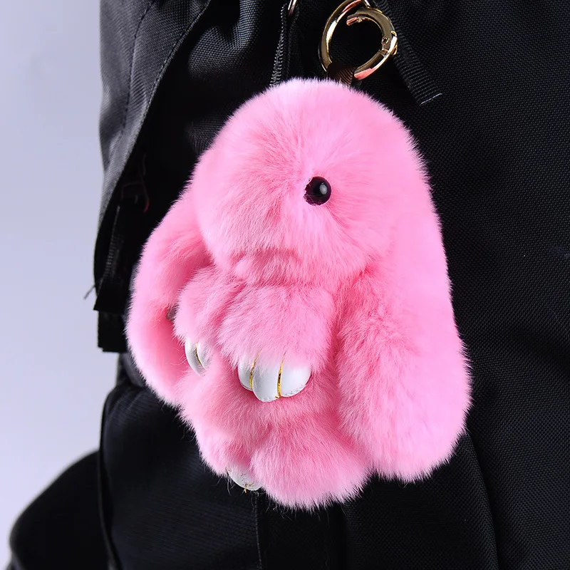 

Assorted colours fur bunnies plain colours and frosted Real fur keychain fur keychain pompom